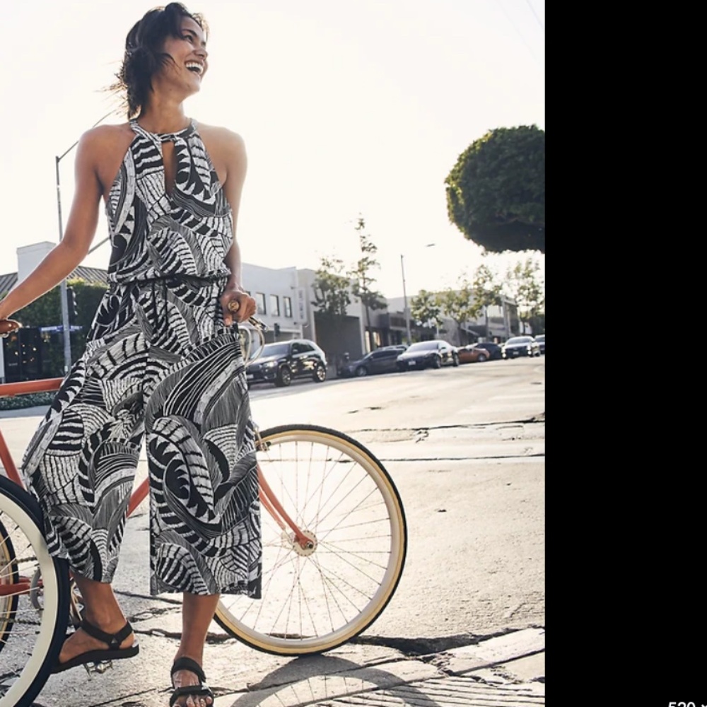 EUC – Athleta – SOL Printed Wide Leg Romper – Zuma Print – 12